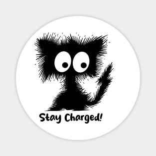 A Hand Drawn Electrocuted Black Cat Magnet